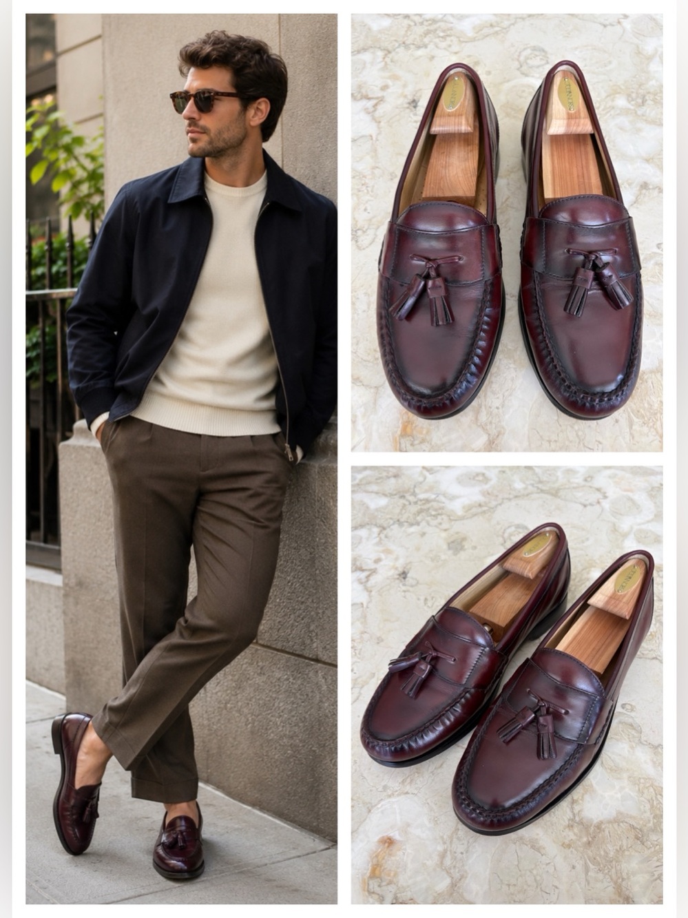 GH Bass & Co. Burgundy Tassel Loafers Men’s 10M Leather Oxblood Made in Brazil
